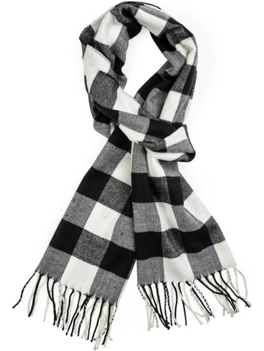 Unisex Black-white Buffalo Check Feather Super Soft Luxurious Cashmere Scarf